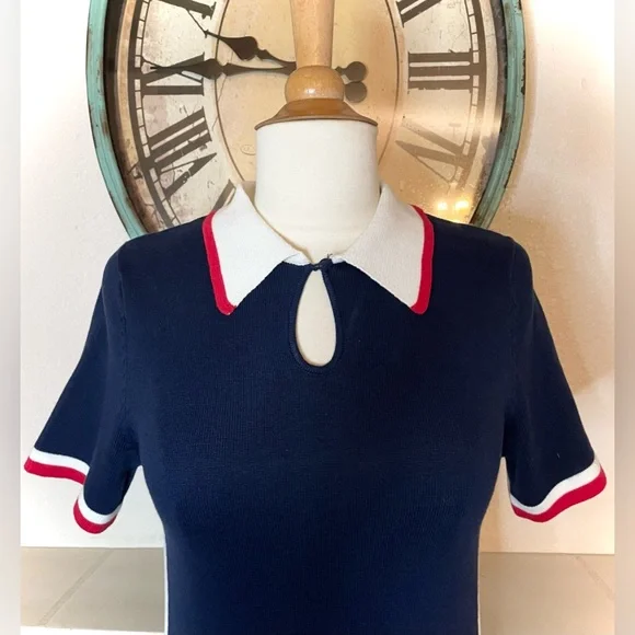 Urban Outfitters Navy Blue Dress with Red and White Trim - Picture 5 of 9